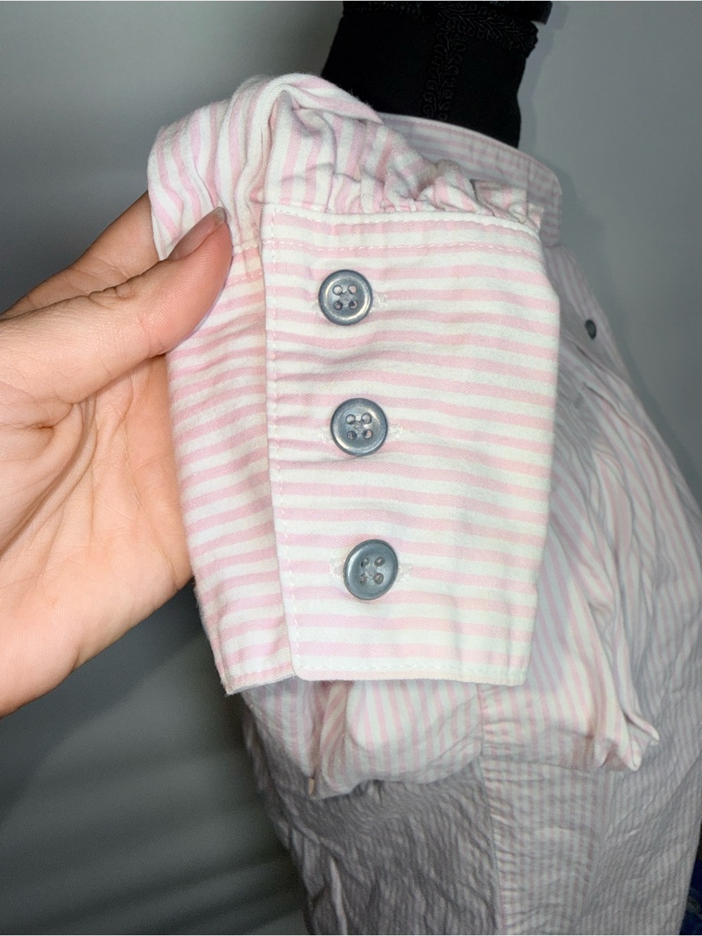 VTG Frontier Classics S Pink Stripe Puff Sleeve Prairie Western Cottagecore Top - Picture 6 of 8